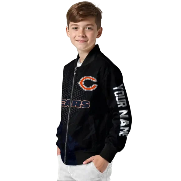 custom chicago bears hexagon mesh blue black bomber jacket trendy