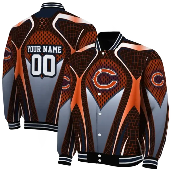 custom chicago bears mesh chest orange crocs black varsity jacket fashion forward.webp