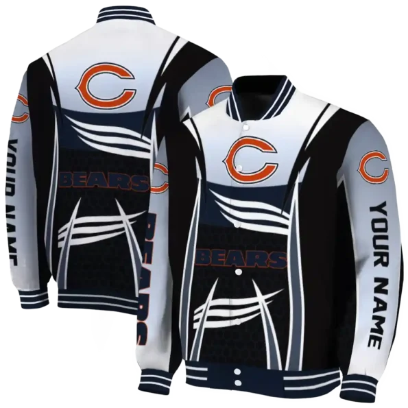 custom chicago bears mesh effect blue black varsity jacket fashion forward.webp