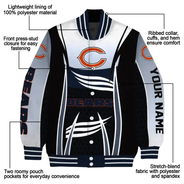 custom chicago bears mesh effect blue black varsity jacket new arrival.webp