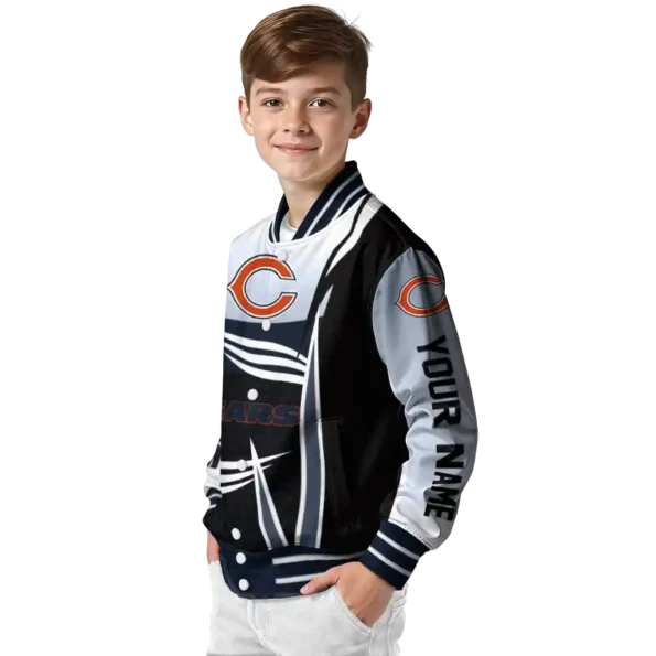 custom chicago bears mesh effect blue black varsity jacket trendy.webp