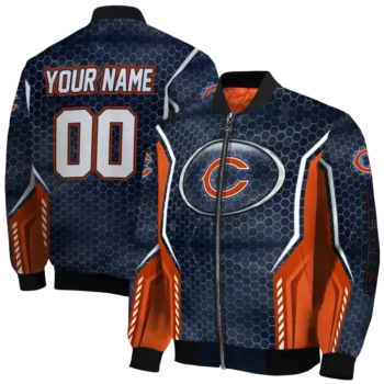 custom chicago bears power plate blue bomber jacket fashion forward