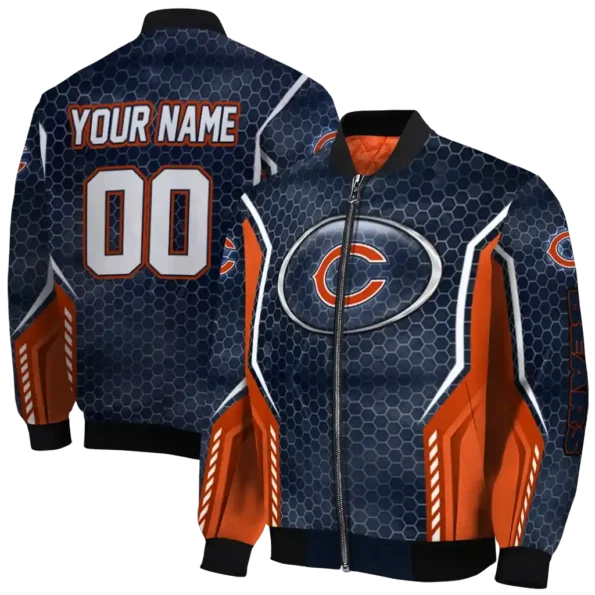 custom chicago bears power plate blue bomber jacket fashion forward