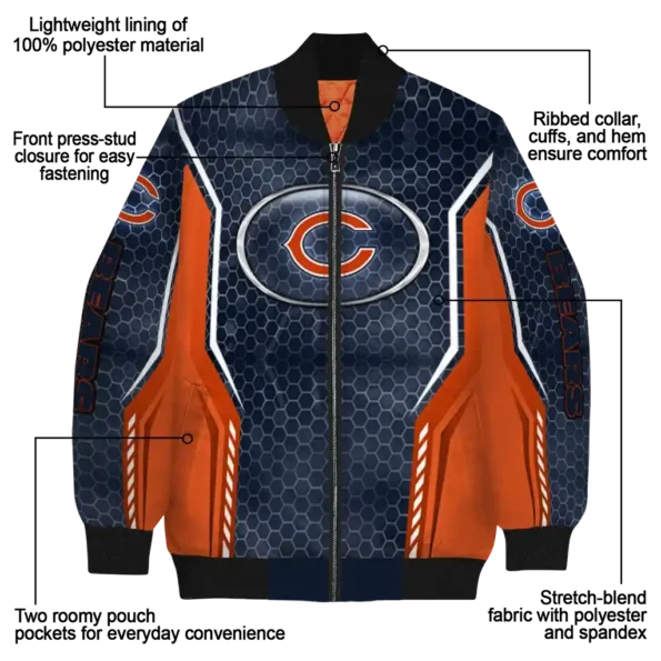 custom chicago bears power plate blue bomber jacket new arrival
