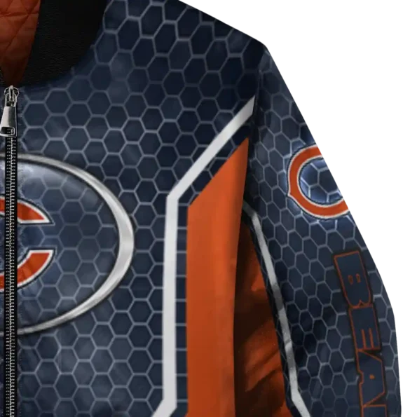 custom chicago bears power plate blue bomber jacket premium grade