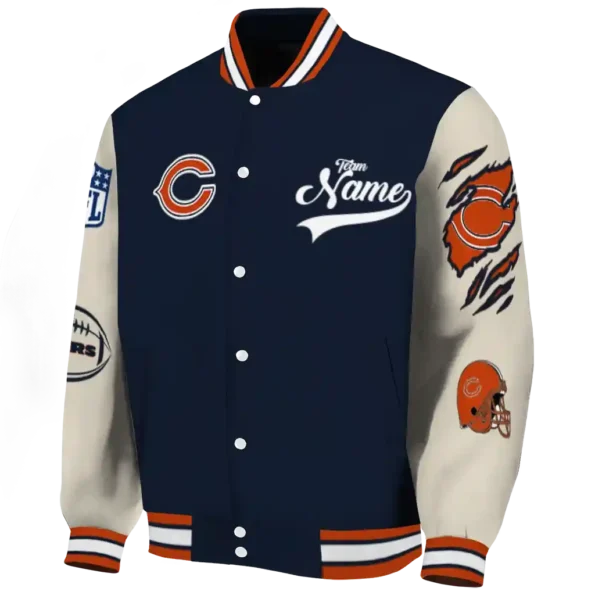 custom chicago bears razorback outline blue nude varsity jacket best selling.webp