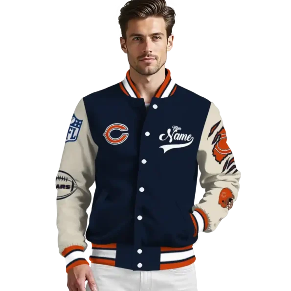 custom chicago bears razorback outline blue nude varsity jacket high quality.webp