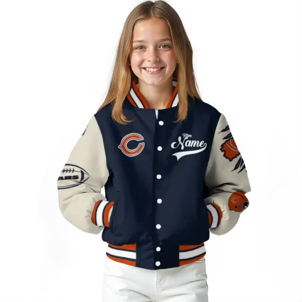 custom chicago bears razorback outline blue nude varsity jacket top rated.webp