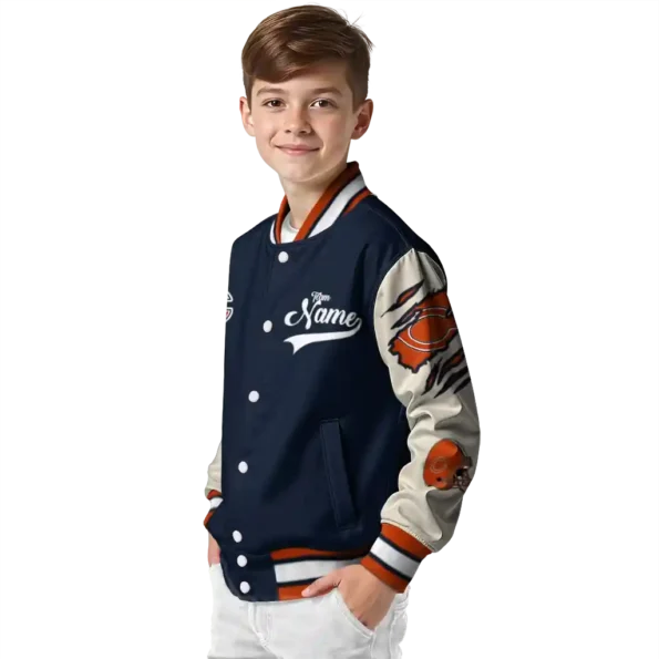 custom chicago bears razorback outline blue nude varsity jacket trendy.webp