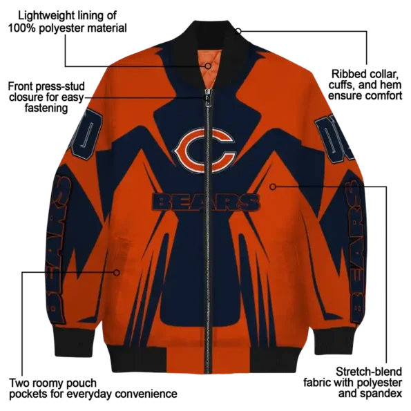 custom chicago bears spider mark blue orange crocs bomber jacket new arrival