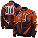 custom chicago bears star burst blue bomber jacket best selling