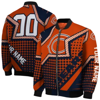 custom chicago bears star burst blue bomber jacket fashion forward