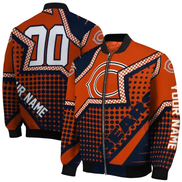 custom chicago bears star burst blue bomber jacket fashion forward