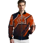 custom chicago bears star burst blue bomber jacket best selling