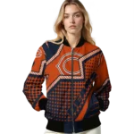 custom chicago bears star burst blue bomber jacket best selling