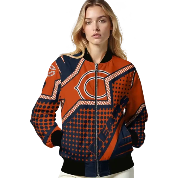 custom chicago bears star burst blue bomber jacket latest model