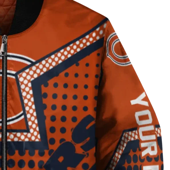 custom chicago bears star burst blue bomber jacket premium grade