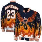 custom chicago bears winged blaze blue white varsity jacket best selling.webp