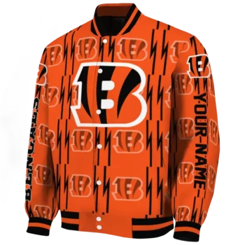 custom cincinnati bengals bolt stripe orange varsity jacket best selling.webp