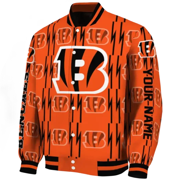 custom cincinnati bengals bolt stripe orange varsity jacket best selling.webp