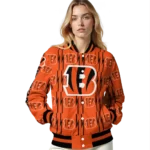 custom cincinnati bengals bolt stripe orange varsity jacket best selling.webp
