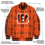 custom cincinnati bengals bolt stripe orange varsity jacket best selling.webp