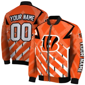 custom cincinnati bengals chevron angles orange bomber jacket fashion forward