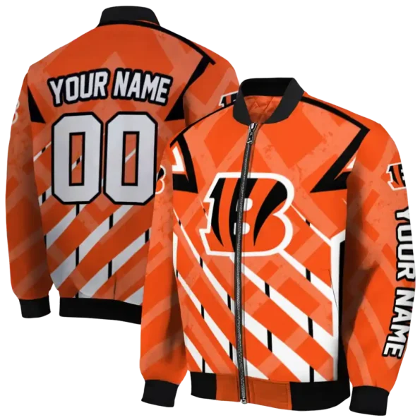custom cincinnati bengals chevron angles orange bomber jacket fashion forward