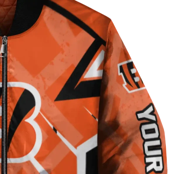 custom cincinnati bengals chevron angles orange bomber jacket premium grade