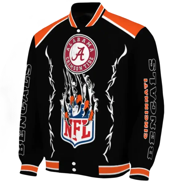 custom cincinnati bengals claw blood orange black varsity jacket best selling.webp
