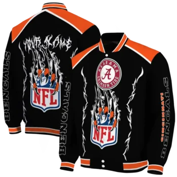 custom cincinnati bengals claw blood orange black varsity jacket fashion forward.webp