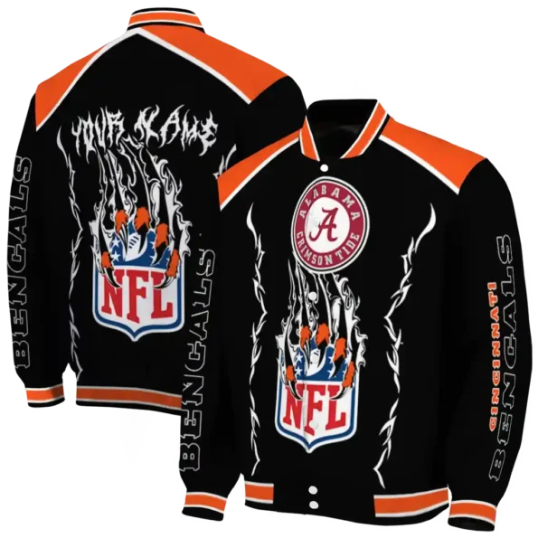 custom cincinnati bengals claw blood orange black varsity jacket fashion forward.webp