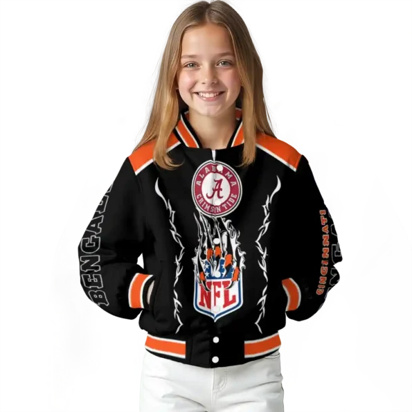 custom cincinnati bengals claw blood orange black varsity jacket top rated.webp