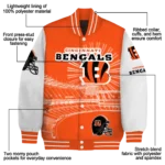 custom cincinnati bengals ferris arena orange white varsity jacket best selling.webp