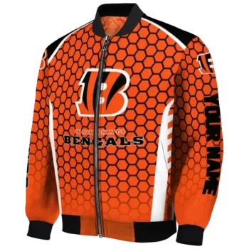 custom cincinnati bengals hexagon grid orange bomber jacket best selling
