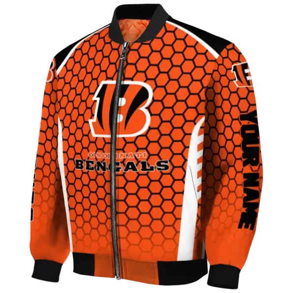 custom cincinnati bengals hexagon grid orange bomber jacket best selling