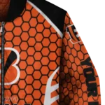 custom cincinnati bengals hexagon grid orange bomber jacket best selling