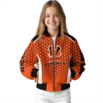 custom cincinnati bengals hexagon grid orange bomber jacket best selling