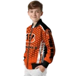 custom cincinnati bengals hexagon grid orange bomber jacket best selling
