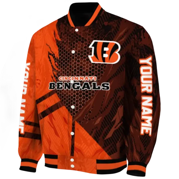 custom cincinnati bengals hexagon mesh orange black varsity jacket best selling.webp