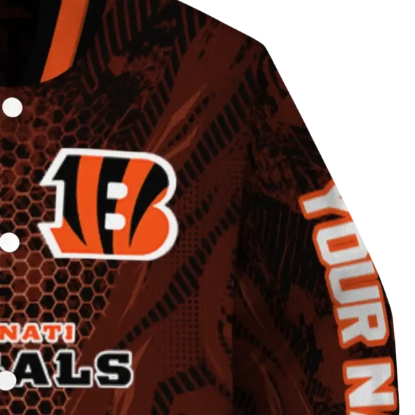 custom cincinnati bengals hexagon mesh orange black varsity jacket premium grade.webp