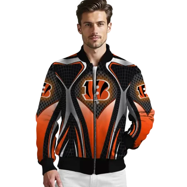 custom cincinnati bengals mesh chest black crocs black bomber jacket high quality