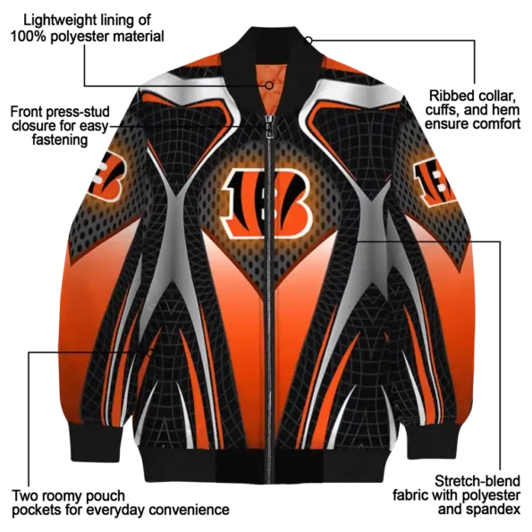 custom cincinnati bengals mesh chest black crocs black bomber jacket new arrival