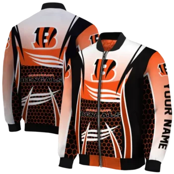 custom cincinnati bengals mesh effect orange black bomber jacket fashion forward