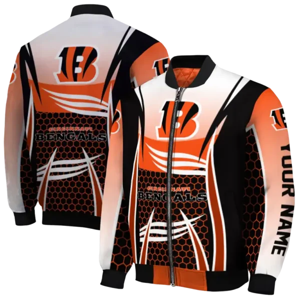 custom cincinnati bengals mesh effect orange black bomber jacket fashion forward