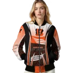 custom cincinnati bengals mesh effect orange black bomber jacket best selling