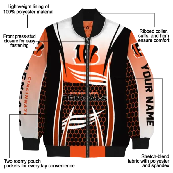 custom cincinnati bengals mesh effect orange black bomber jacket new arrival
