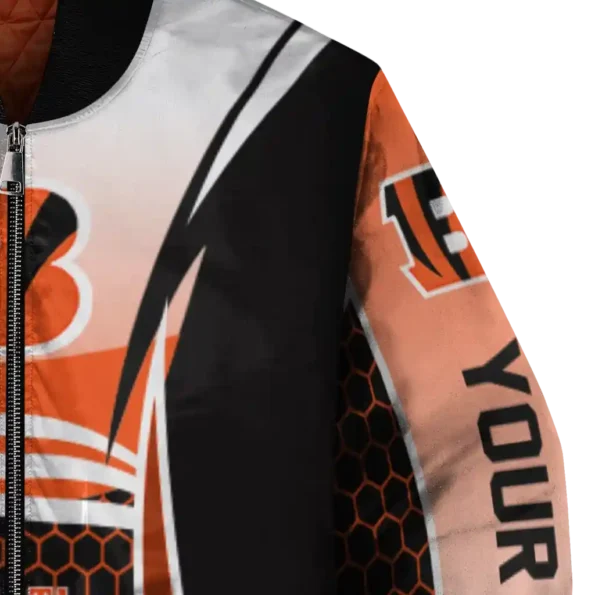 custom cincinnati bengals mesh effect orange black bomber jacket premium grade