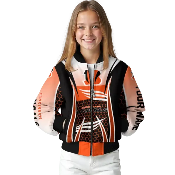 custom cincinnati bengals mesh effect orange black bomber jacket top rated