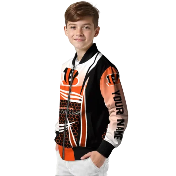 custom cincinnati bengals mesh effect orange black bomber jacket trendy